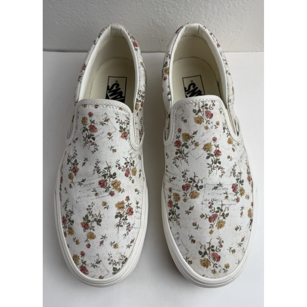 Vans Floral Marshmallow Slip On Canvas Sneaker Size 10 Skater Shoe Cottagecore - Picture 2 of 11